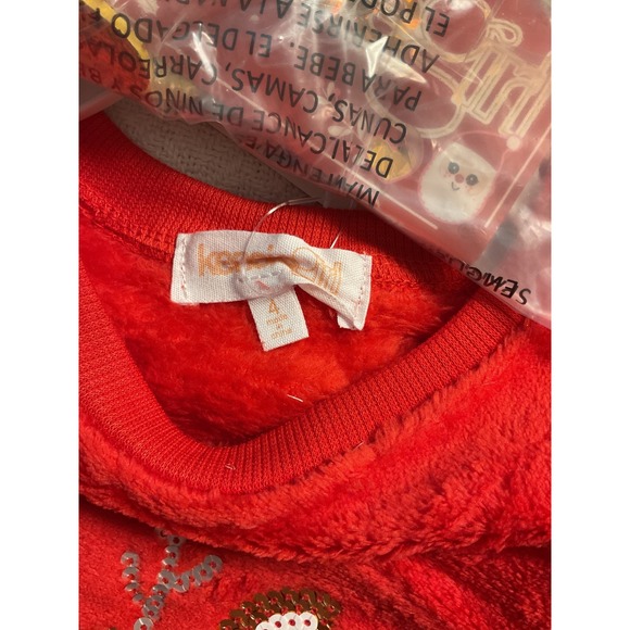 Kensie Girl Holiday Christmas Outfit Set Buffalo Plaid Reindeer Sequins Size 4 - Picture 5 of 6